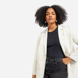 Everlane cotton-linen blazer in sandstone, size 6